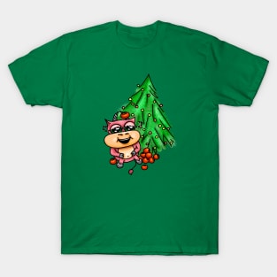 Christmas funny colored bull. T-Shirt